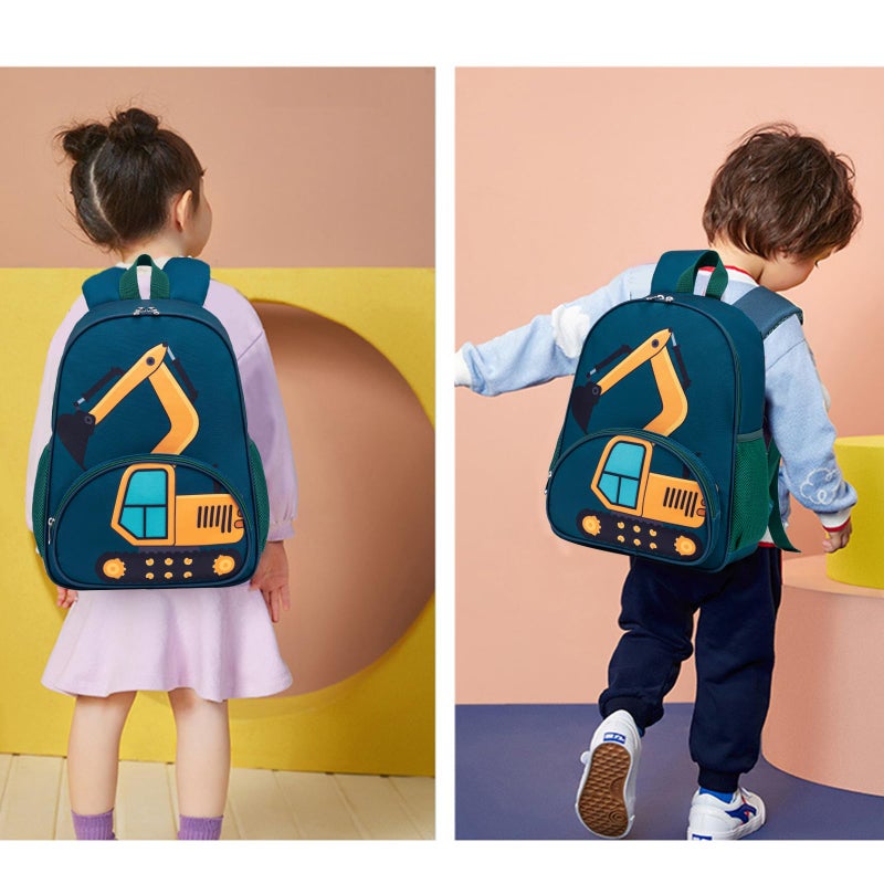 LOIDOU Toddler Backpack Boys 15 Inch Kids Preschool Kindergarten Truck School Backpack with Lunch bag Book Bag for Daycare Nursery Travel Fits 3 to 8 years old - Image 2